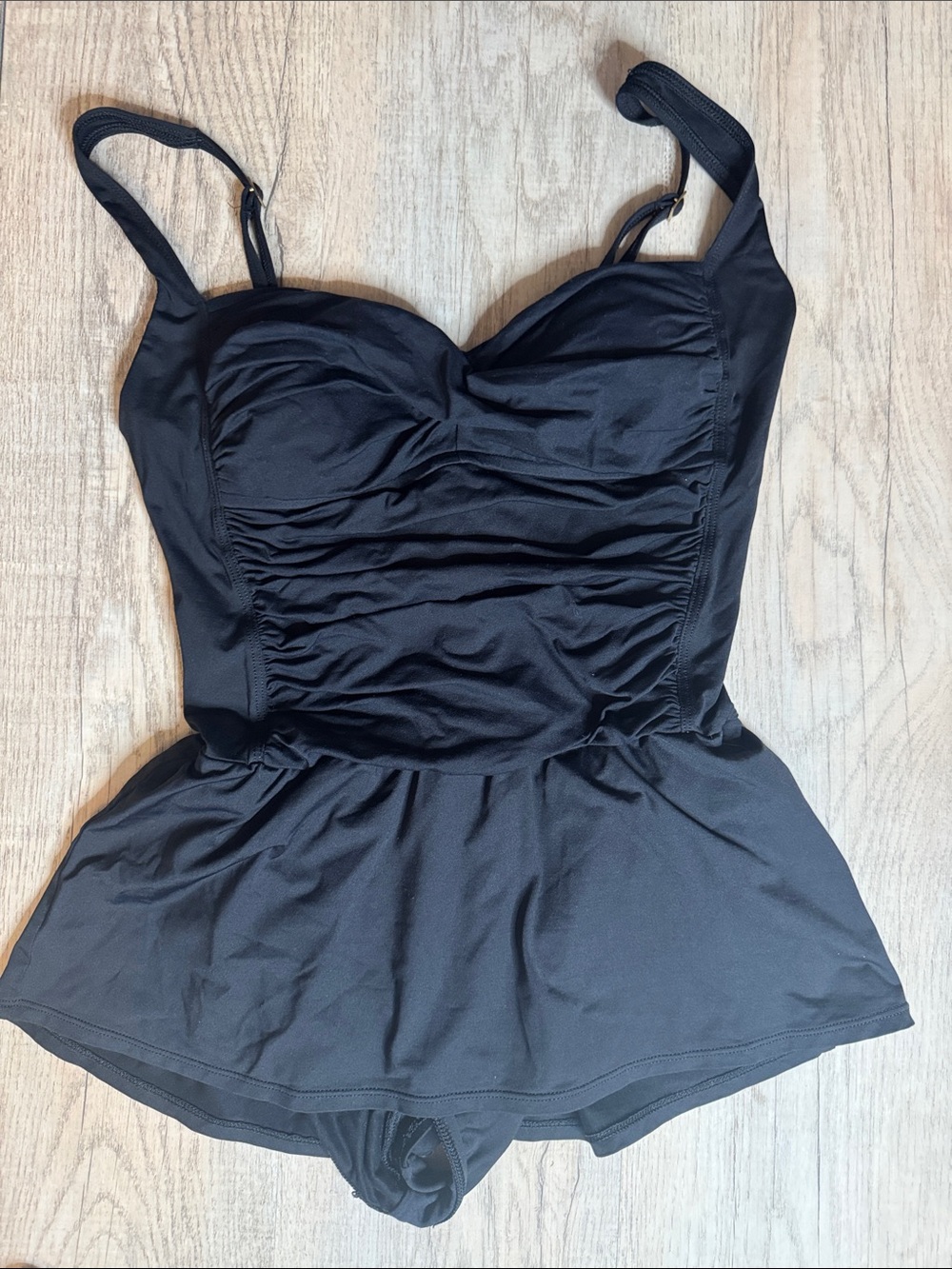 La Blanca Swim Dress Ruched Peplum One-Piece Swimsuit Sz 10